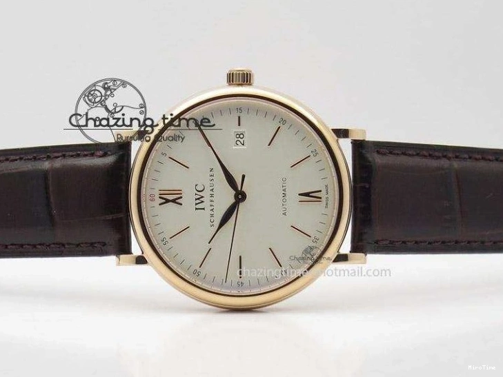 MIROTIME 1223 Modern Portofino SCHAFFHAUSEN RG MKF 1:1 V2 Best Edition White Dial On Brown Leather Strap A 7344